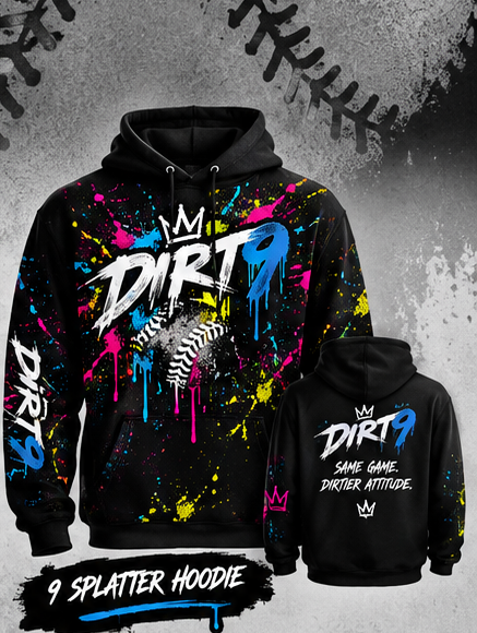 DIRT9 9 Splatter Hoodie black baseball apparel