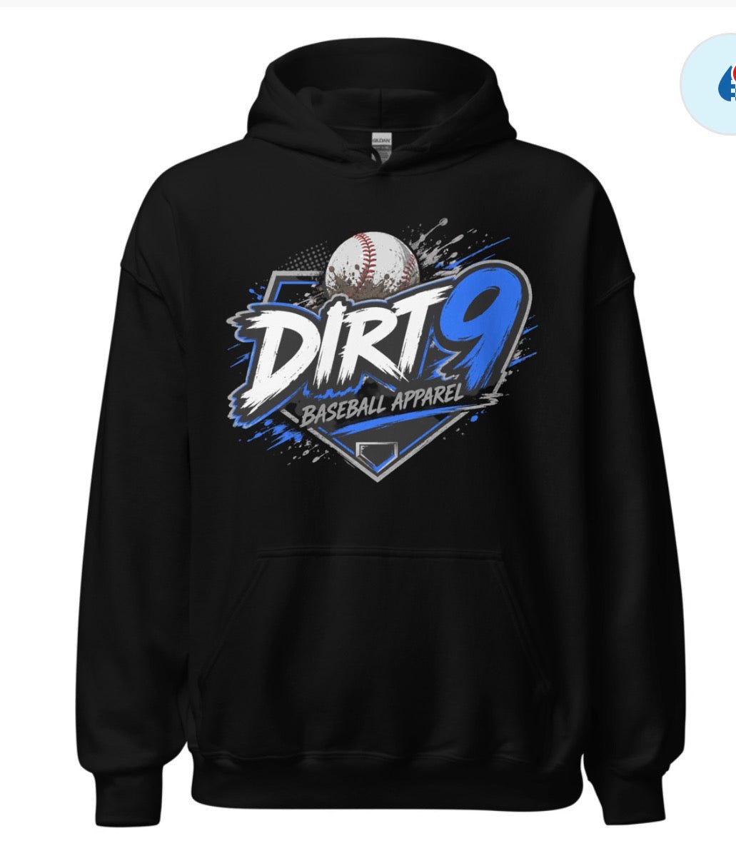 DIRT9 Baseball Hoodie black baseball apparel