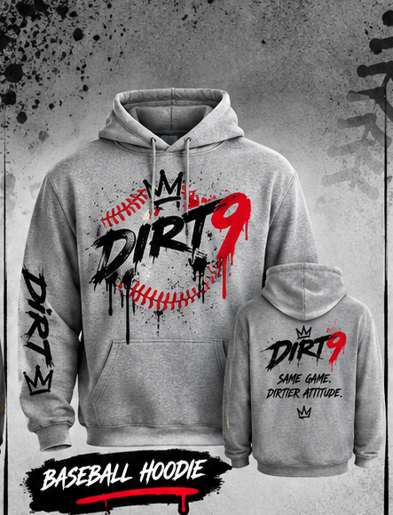 DIRT9 Baseball Hoodie gray baseball apparel