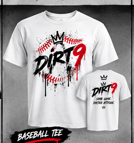 DIRT9 Baseball Tee white baseball apparel