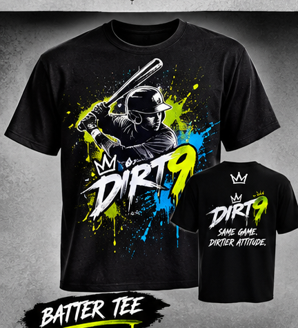 DIRT9 Batter Tee black baseball apparel