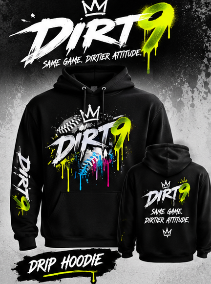 DIRT9 Drip Hoodie black baseball apparel