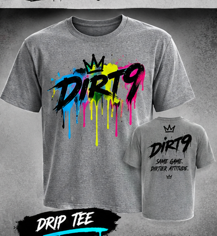 DIRT9 Drip Tee gray baseball apparel