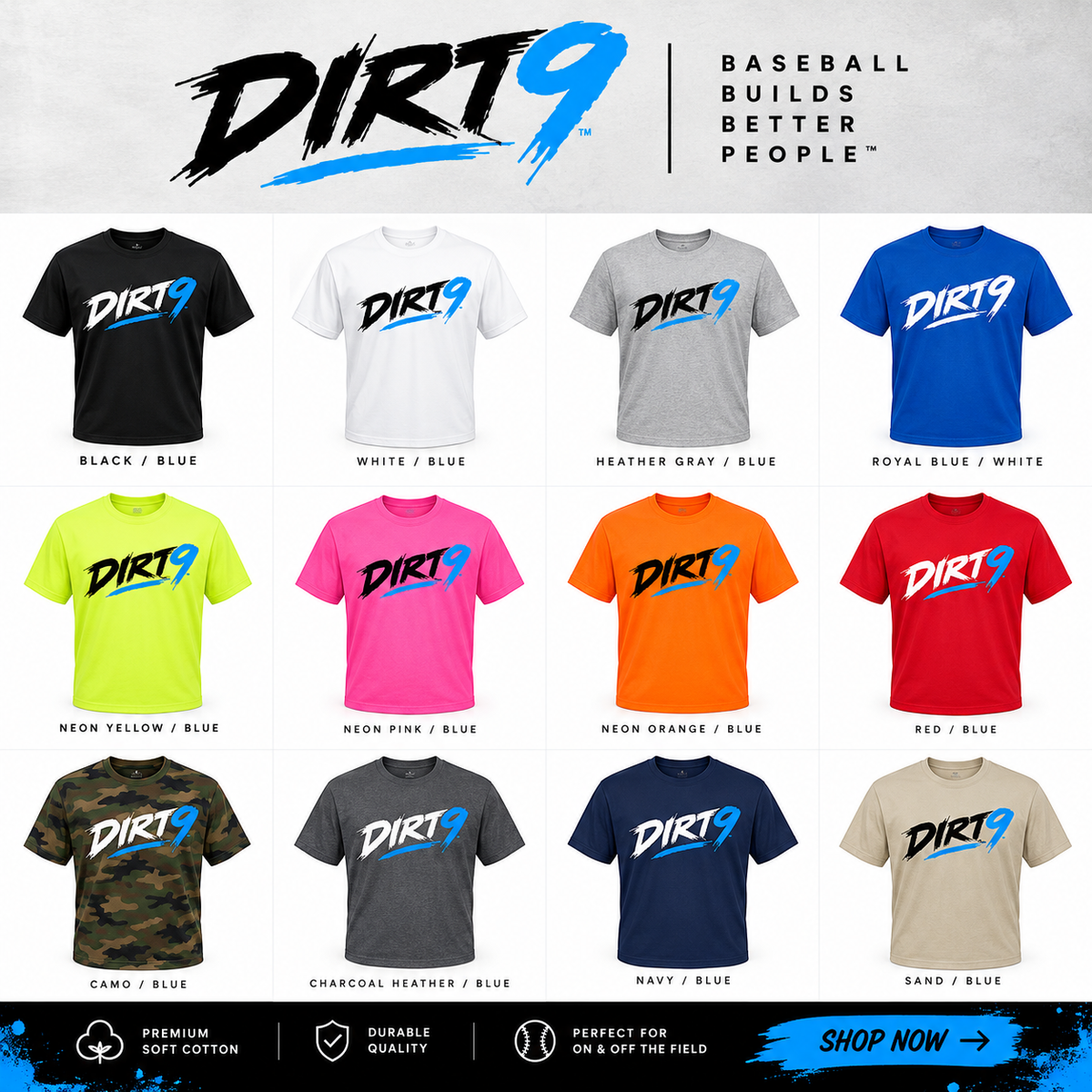 DIRT9 simple logo t-shirt collection mockup